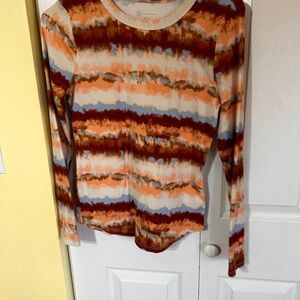 No Boundaries Tie-Dye Long Sleeve Top - Orange and Brown